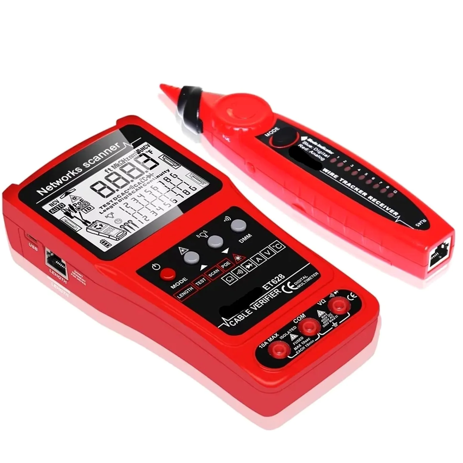 Tester kabli LAN, wizualny lokalizator uszkodzeń, multimetr, mapowanie, sieciowych POE RJ45 - Omni-Check