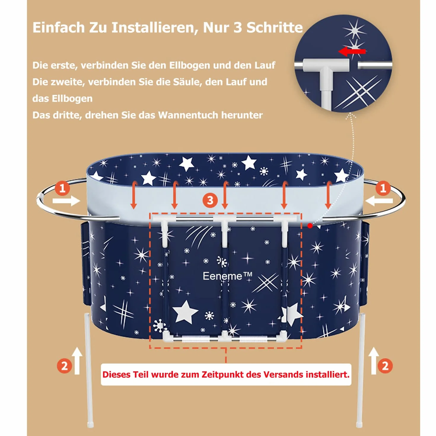 Składana wanna, przenośna wanna dla dorosłych, z tworzywa sztucznego, uchwyt PVC, wanna do małej łazienki, dla dorosłych, dzieci (120 x 55 x 50 cm)