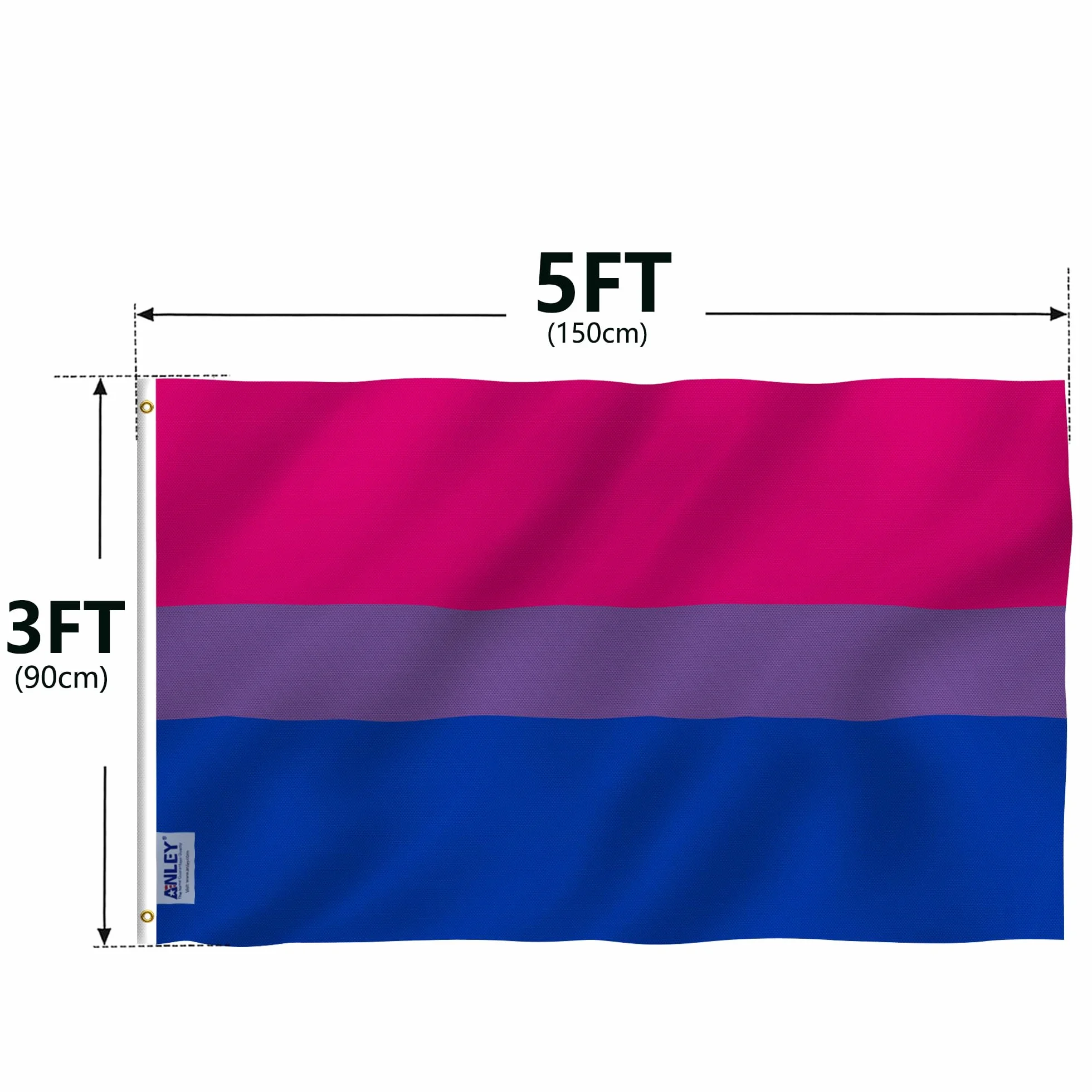 Anley Fly Breeze 3x5 Foot Bi Pride Flag - Żywy kolor i odporność na blaknięcie - Płócienny Nagłówek i podwójne szwy - Biseksualne flagi Poliester z mosiężnymi przelotkami 3 x 5 stóp