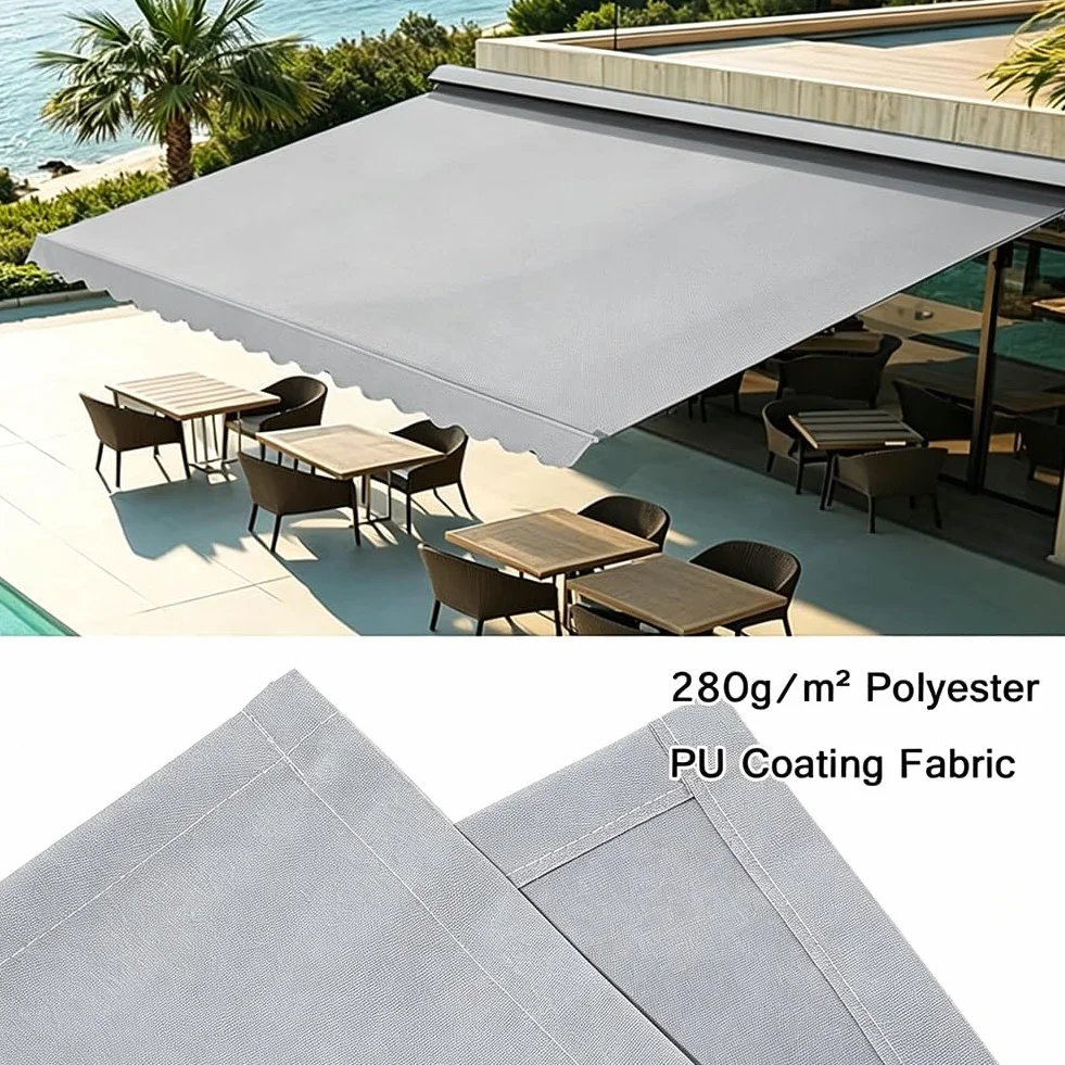 Wymienny Materiał Markizy Wodoodporny 280 g Poliestrowe Płótno Osłona Przeciwsłoneczna 382x240cm