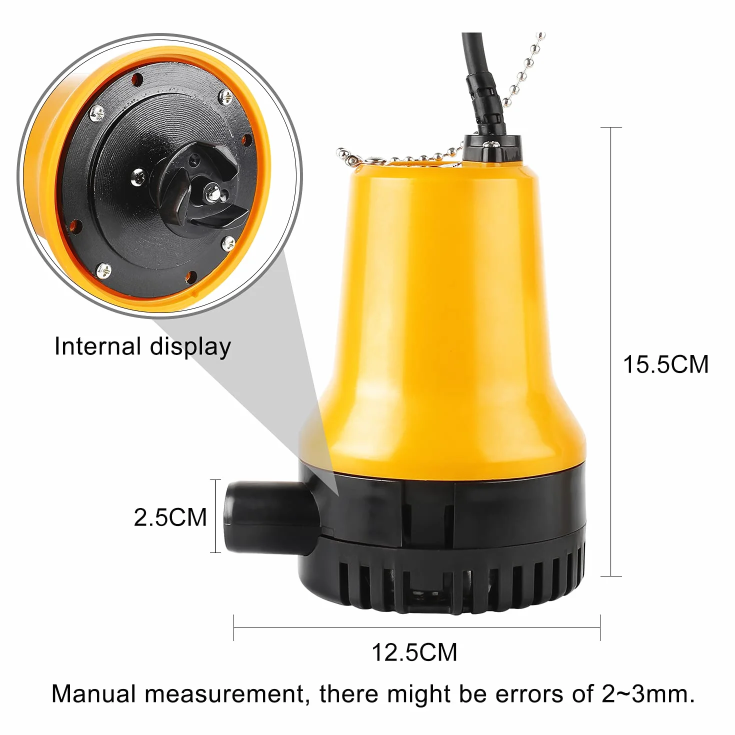 DC 12 V 60 W 3600 l/h pompa zatapialna do łodzi stawowej z kablem 1,3 m
