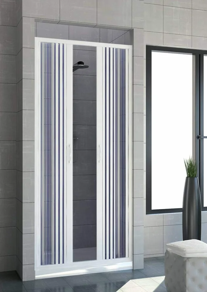 Jednostronna wysuwana kabina prysznicowa PVC dwa drzwi środkowy otwór 110/120 cm