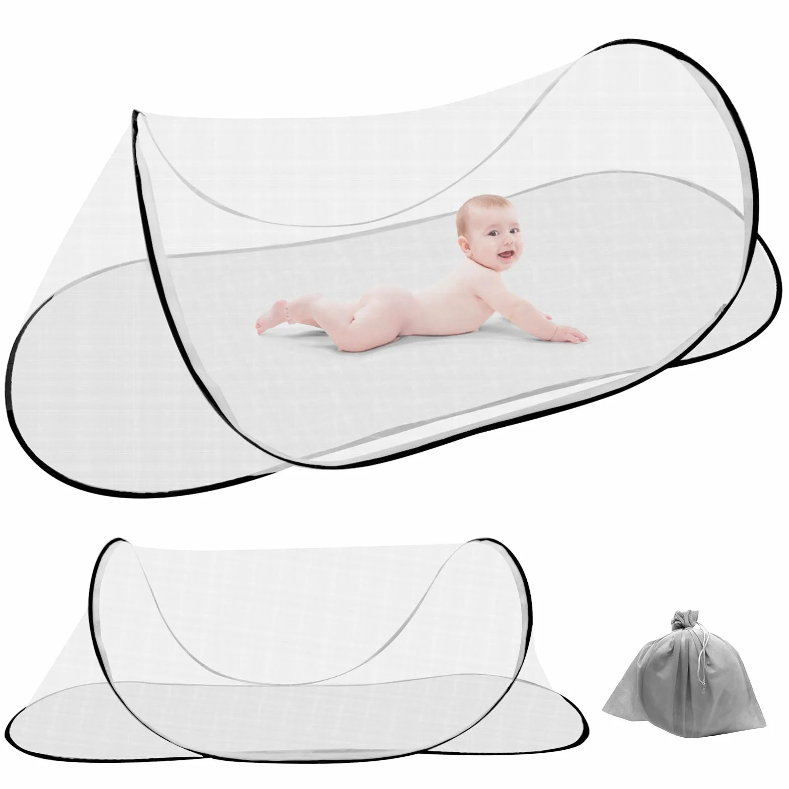 Moskitiera Pop Up 200 × 80 × 56 cm, podróżna siatka na komary, do domu i na kemping