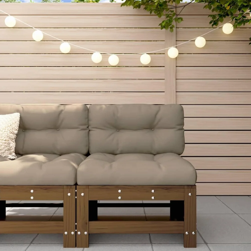 vidaXL Siedzisko środkowe z poduszkami, lite drewno sosnowe, sofa do ogrodu