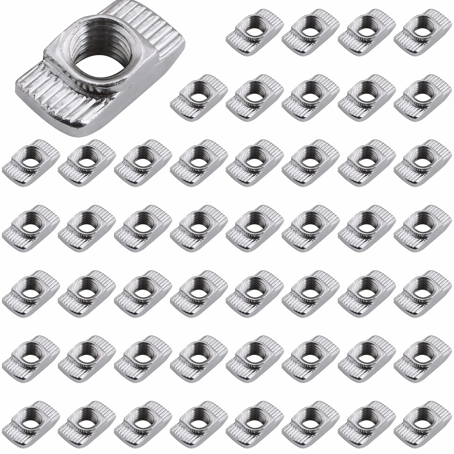 50 sztuk nakrętek młotkowych 8 mm, rowek 8, gwint M6, profil 3030, kamienie rowkowe, stal węglowa, nakrętki do rowków, nakrętki młotkowe do profilu aluminiowego, otwór do wytłaczania (UE30-M6 ×