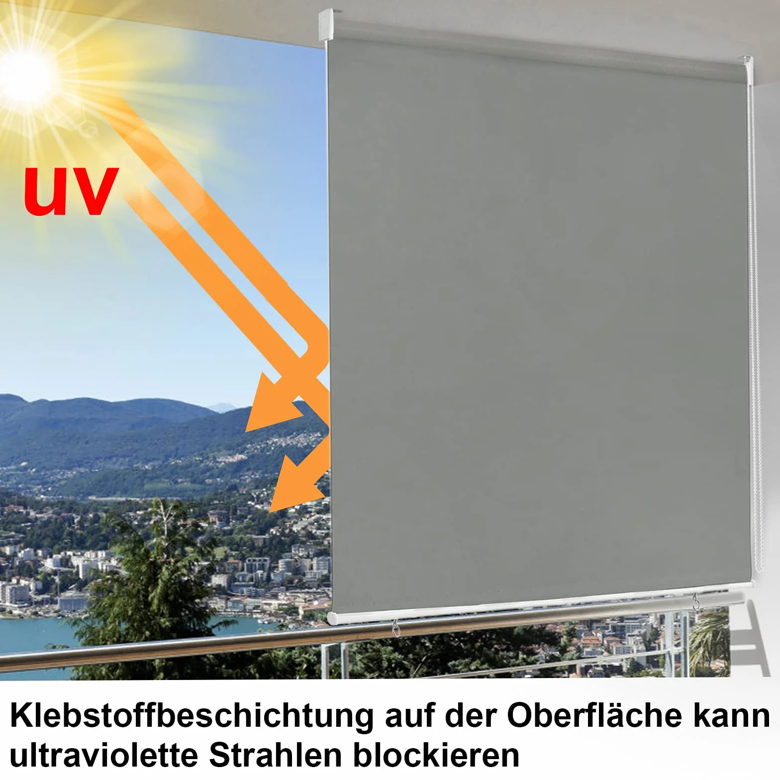 UISEBRT Roleta zewnętrzna przeciwsłoneczna 180x240 cm szara