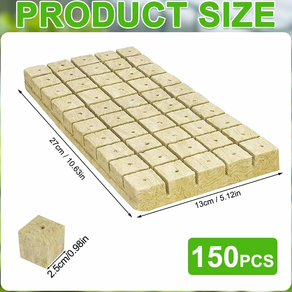 Kostka z wełny mineralnej 2,5 x 2,5 x 2,5 cm 150 sztuk do uprawy sadzonek