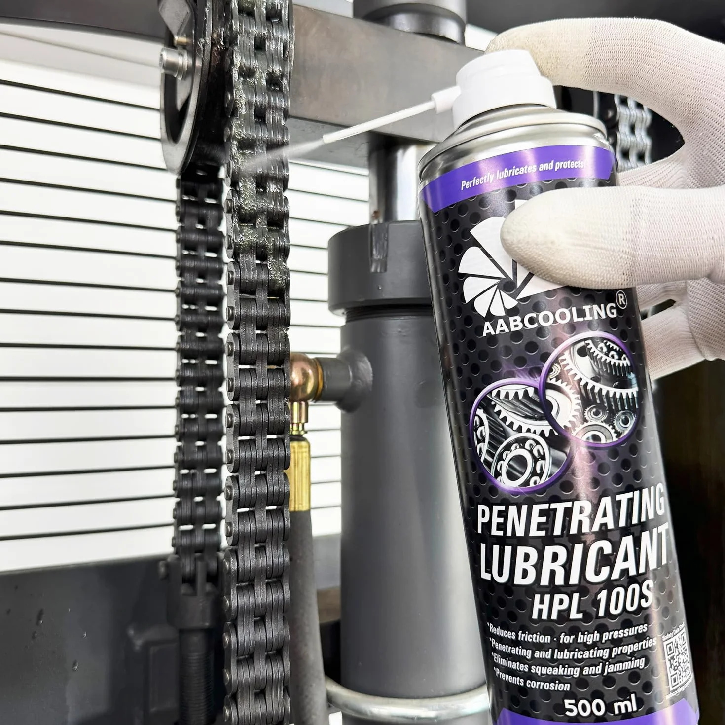 AABCOOLING HPL 100S Smar w sprayu 500 ml – smar do elektronarzędzi, łańcuchów, śrub, przekładni, wysoka przyczepność, szybka penetracja, produkt wielofunkcyjny, smar K7