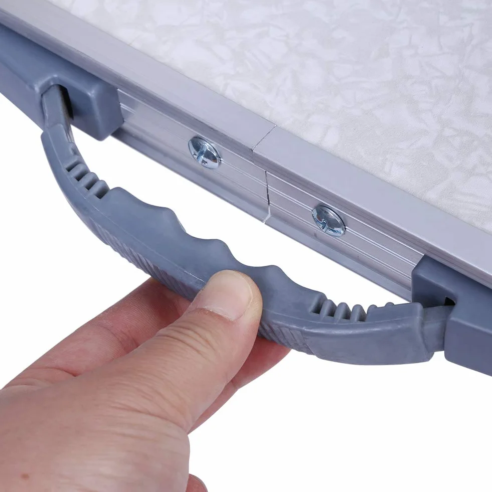 Przenośny składany stół kempingowy, regulowana wysokość 25-56 cm, aluminiowe biurko kempingowe, nierdzewne i odporne na korozję, 60,2 x 45 x 56 cm,
