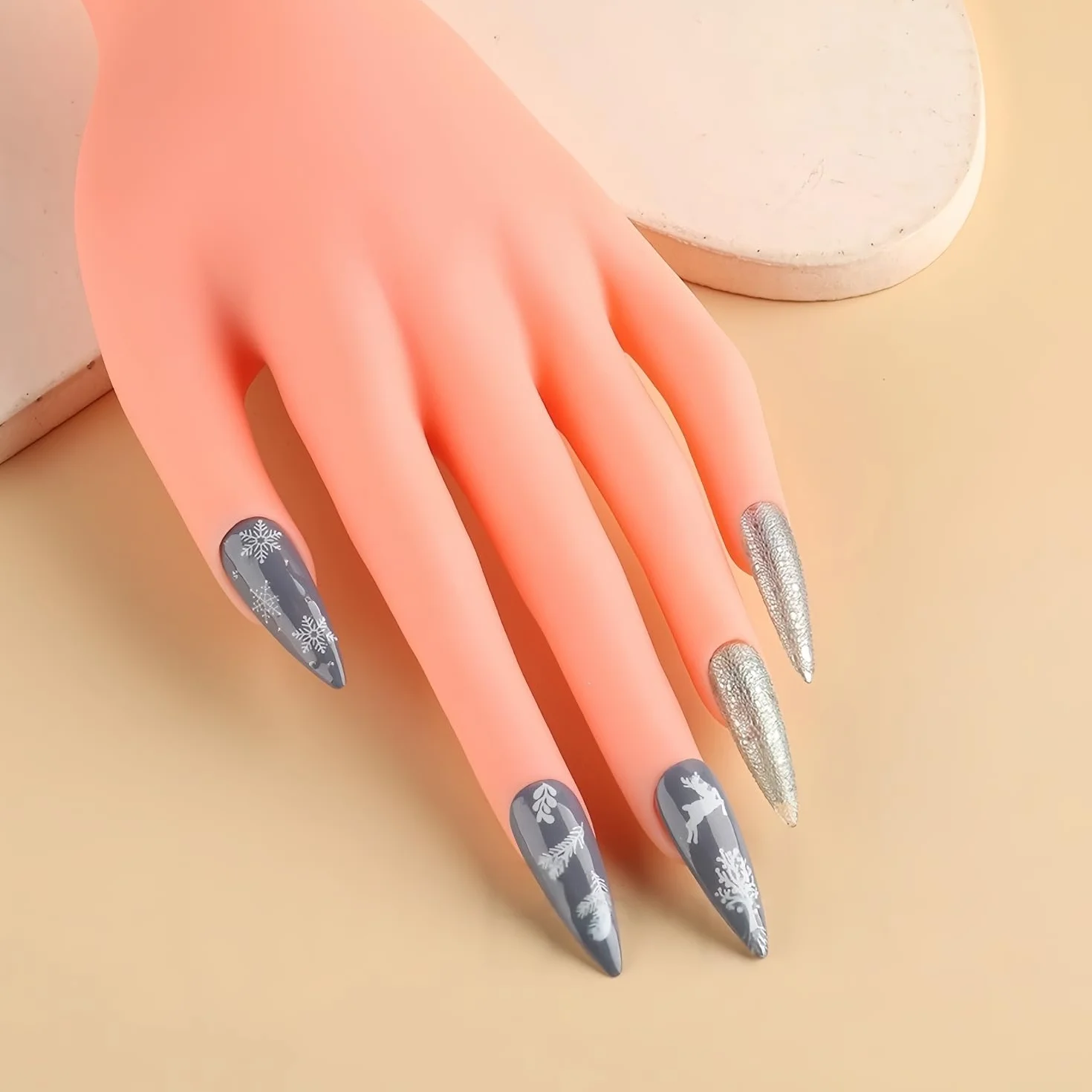 Kiuiom Manicure, ćwiczenia rąk i palców, do treningu paznokci, silikonowa dłoń do ćwiczeń, elastyczna silikonowa ręka do ćwiczeń, model z palcami treningowymi