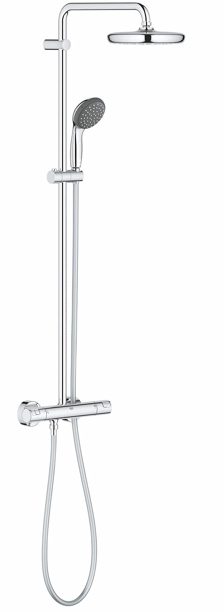 Grohe Vitalio Start System 210, system prysznicowy i prysznicowy z baterią termostatyczną do montażu na ścianie, chrom, 27960001
