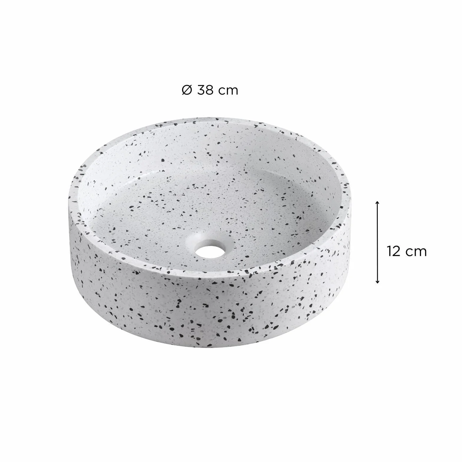 Okrągły umywalka z lastryko biały D38cm Mila