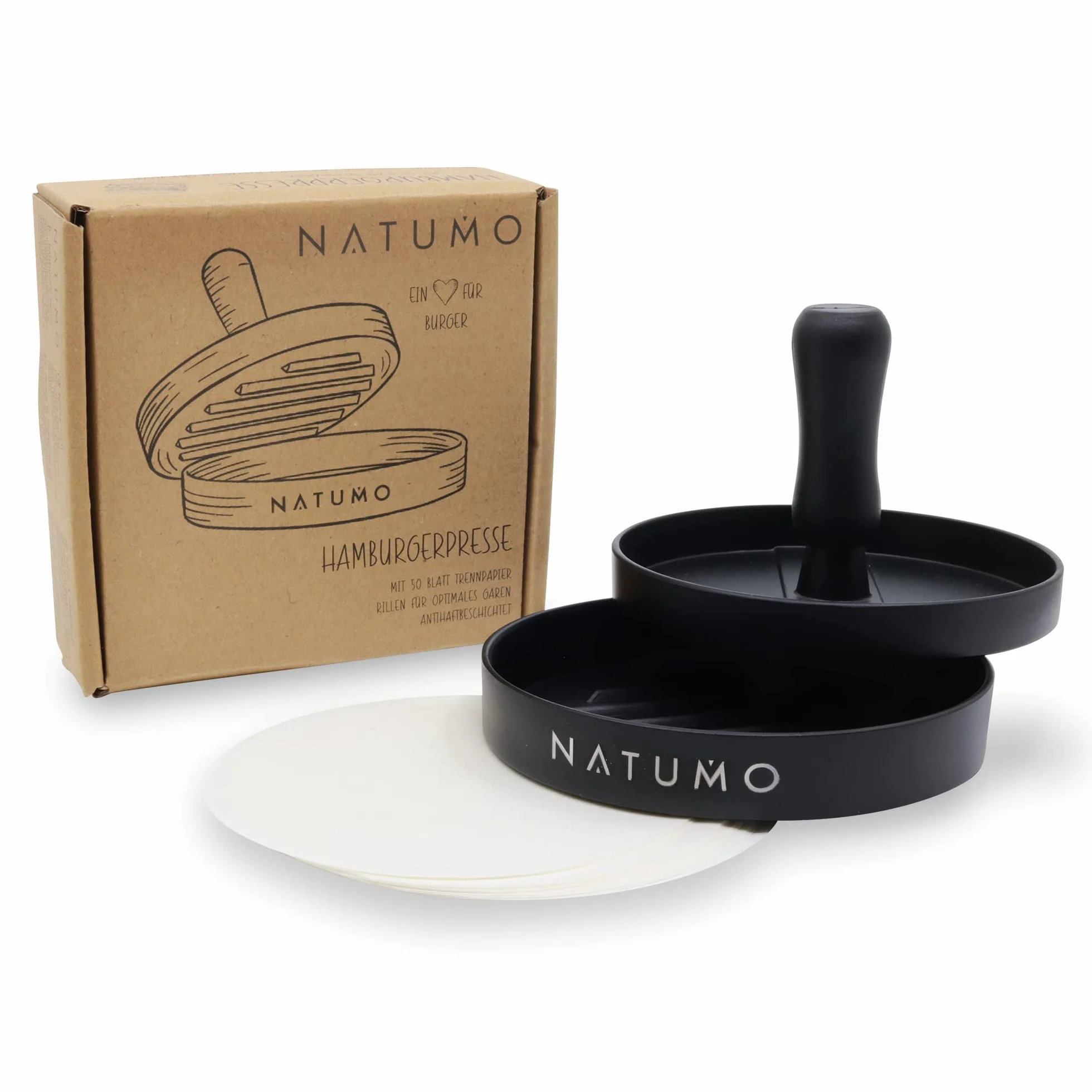 NATUMO prasa do burgerów Ø 11cm 200g z antyprzywarającą powłoką zestaw