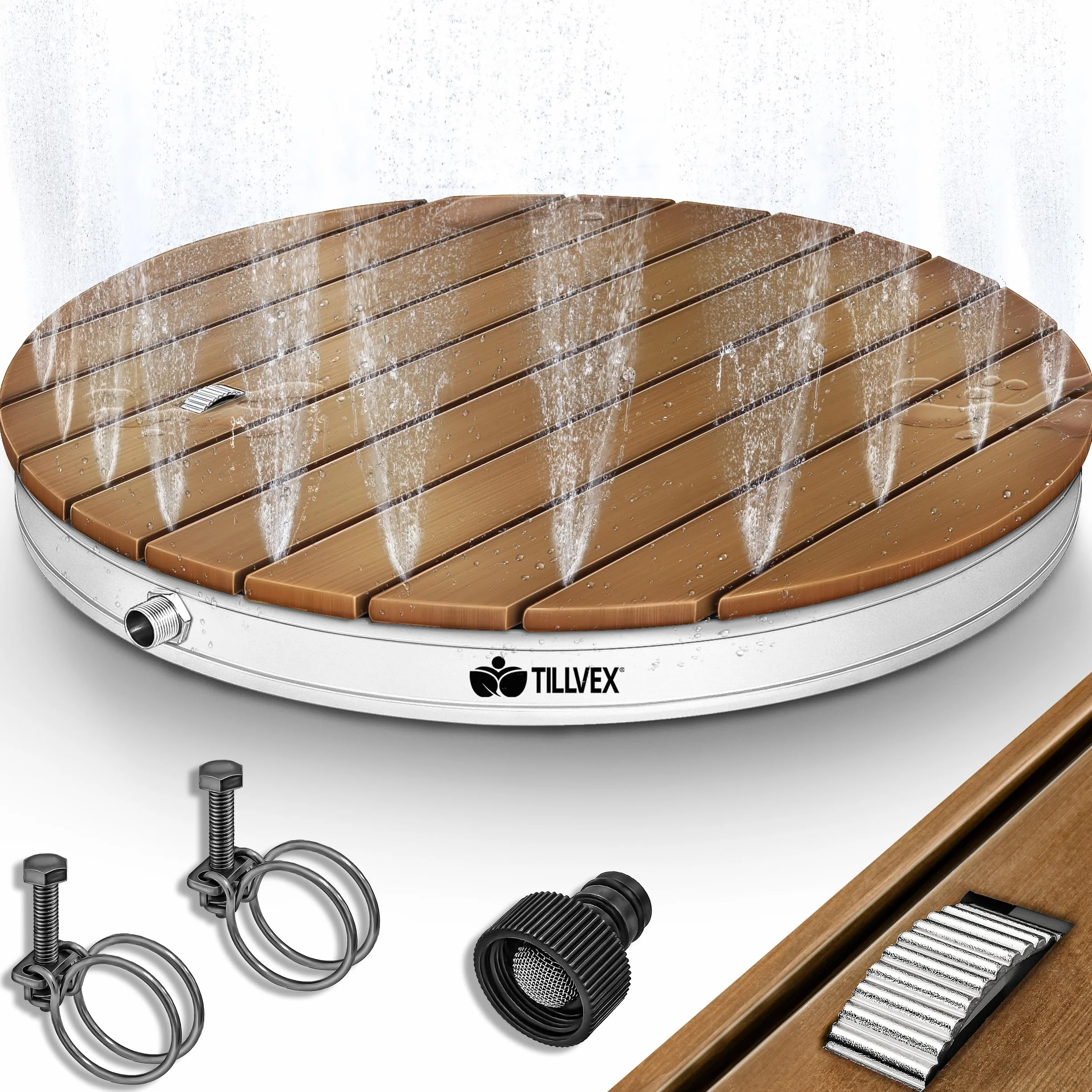 tillvex® Prysznic ogrodowy aluminiowy antypoślizgowy odporny na warunki atmosferyczne