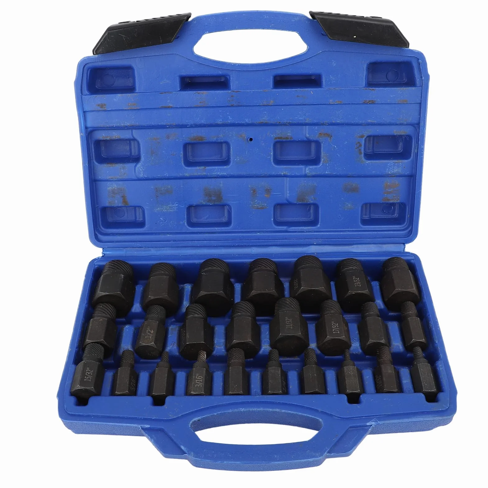 Zestaw 25 wykrętaków do śrub w rozmiarze SAE, wydajny zestaw narzędzi do usuwania śrub sześciokątnych, wytrzymała stal stopowa, przenośny pojemnik do przechowywania, idealny do prac mechaników domow