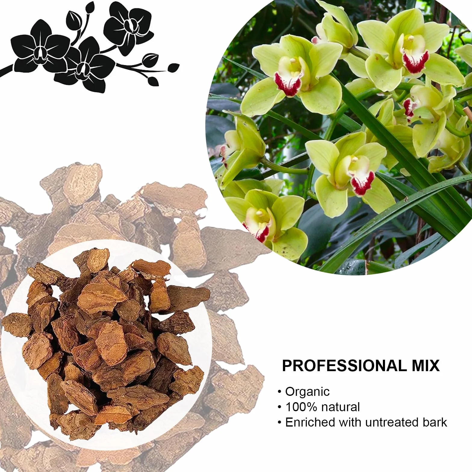 Kalapanta - Ziemia doniczkowa do storczyków Cymbidium. Mieszanka kory i torfu. Profesjonalne. Organiczny 100% naturalny, 2 litry