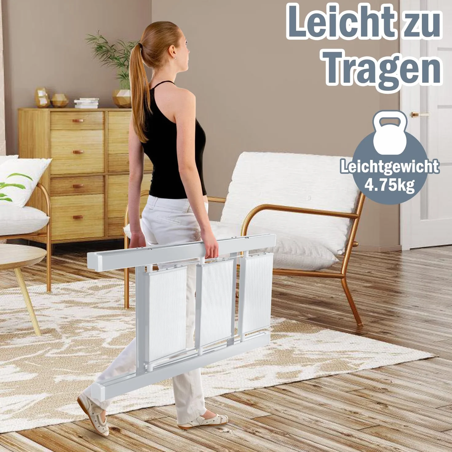 Aluminiowa drabina składana 3 stopnie - przenośny antypoślizgowy podnóżek do domu, kuchni, biura - lekka, maksymalne obciążenie 150 kg