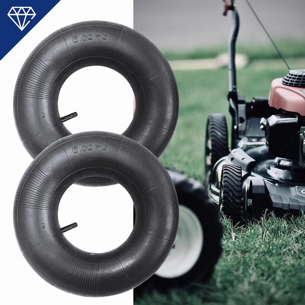2 sztuki 15 x 6,00-6 dętka z prostym zaworem TR-13, opony do kosiarki, wąż powietrza z pogrubionej gumy, kompatybilny z kosiarkami, taczkami, przyczepami ogrodowymi, gokartami