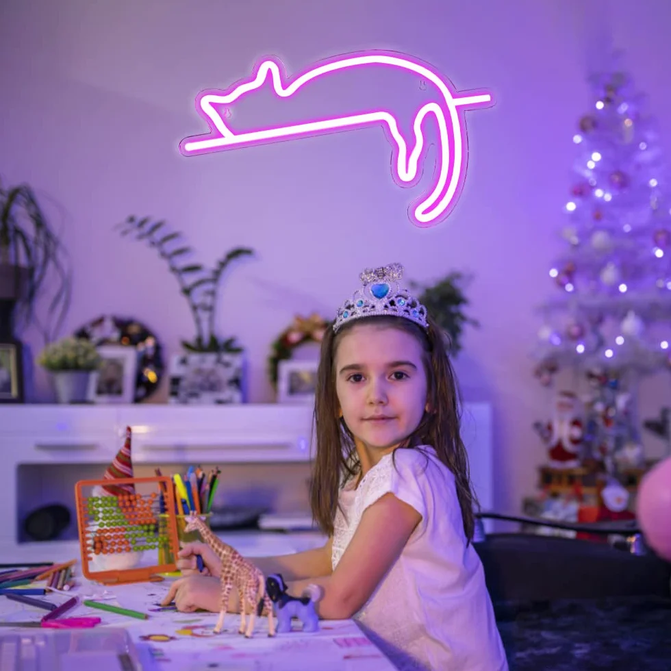 Kottabliczka LED, personalizowana neonowa USB, prezent dla dzieci, do sypialni, stolika nocnego, salonu, dekoracja ścianowa, akrylonitryl