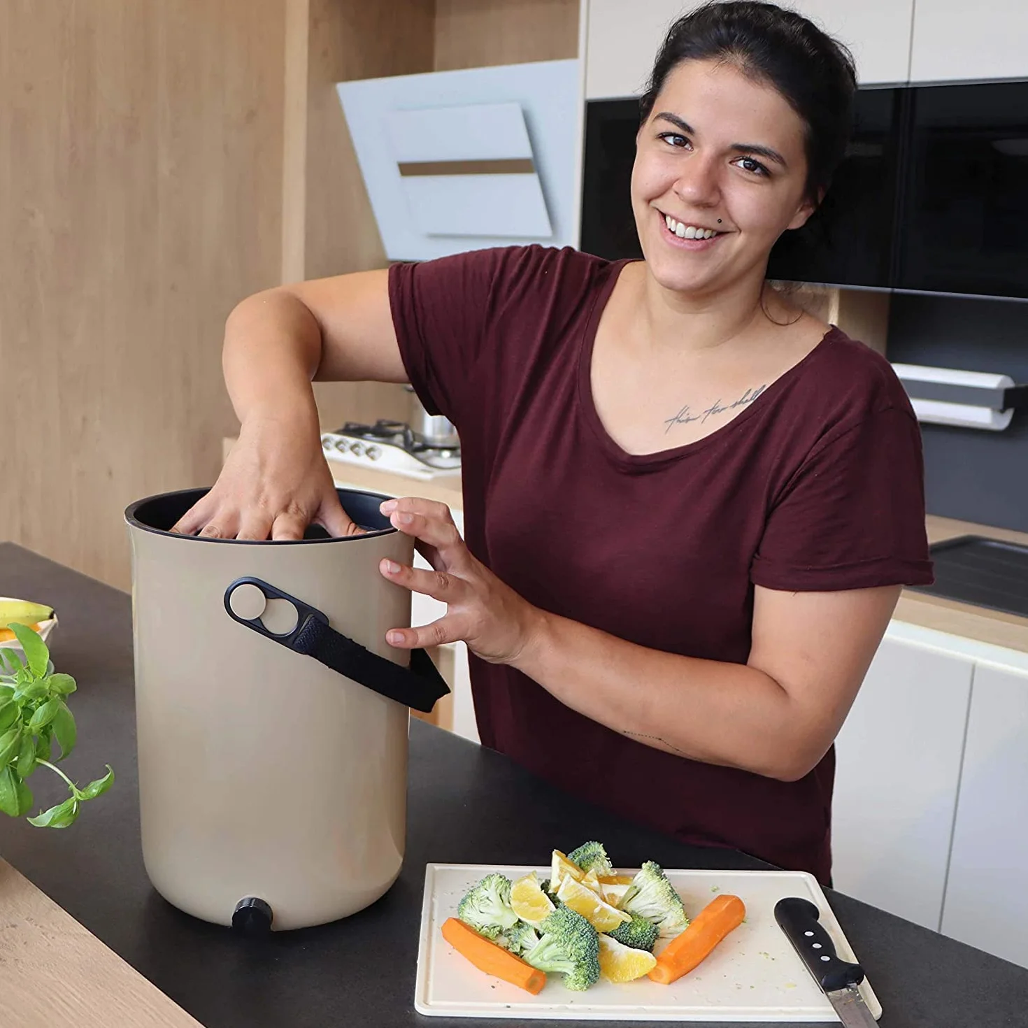 Bokashi Organko 2 Bio kosz na śmieci 9,6 litra Zestaw startowy z aktywatorem EM Cappuccino