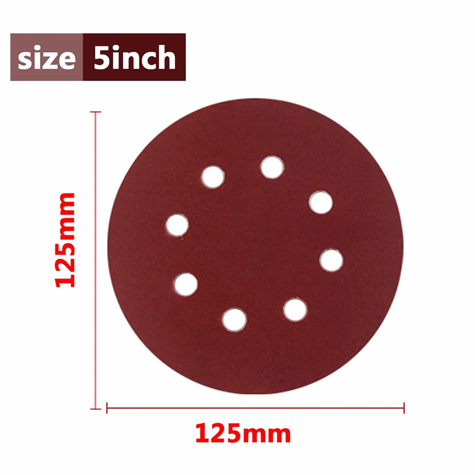 papier ścierny 80 sztuk 5 "125mm okrągły papier ścierny osiem otworów szlifierki płyty Grit 40-400 Hak i pętelki Materiały ścierne