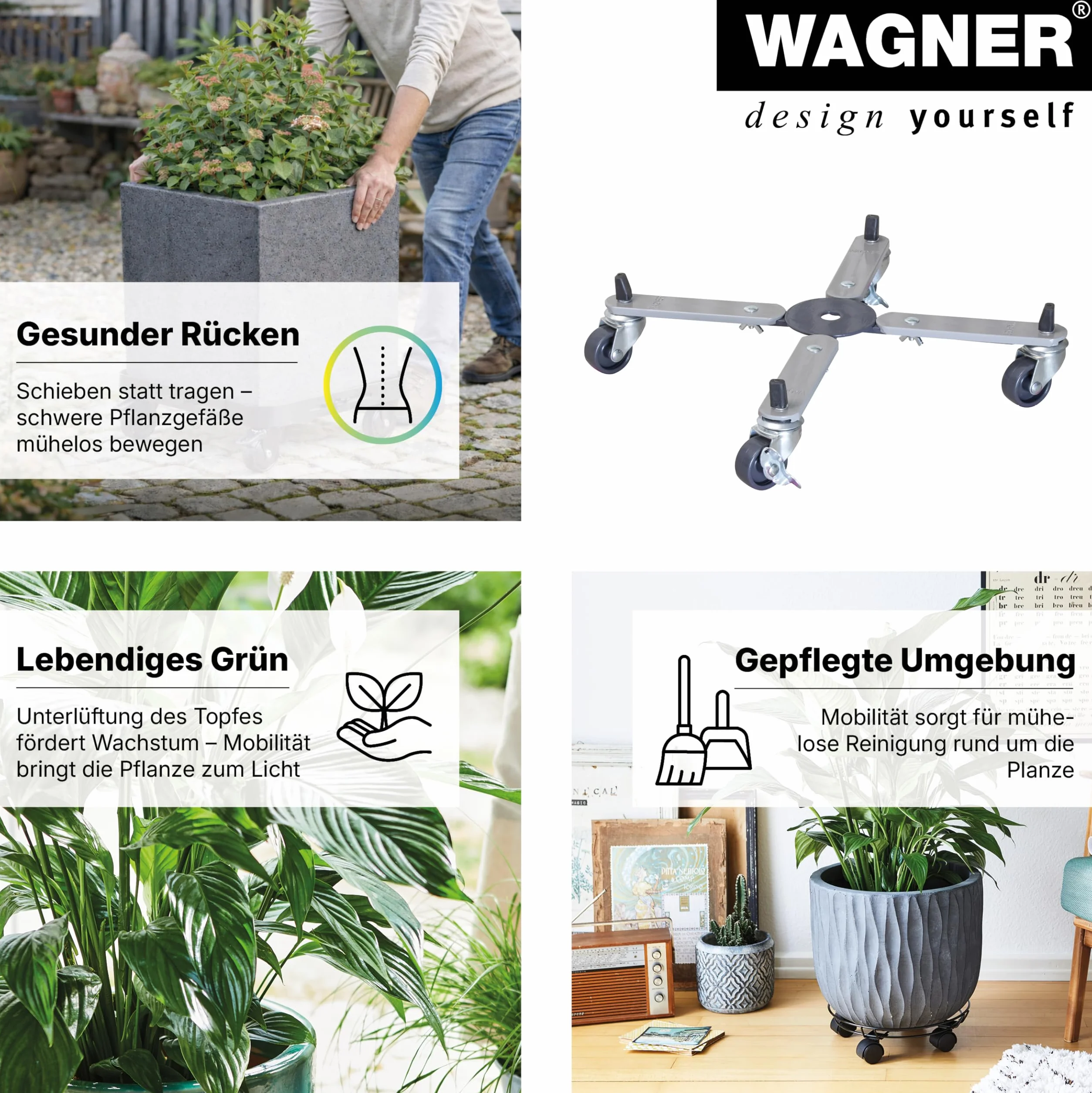 Wagner Podstawa na Kółkach Wysuwana Srebrny 32-47 cm