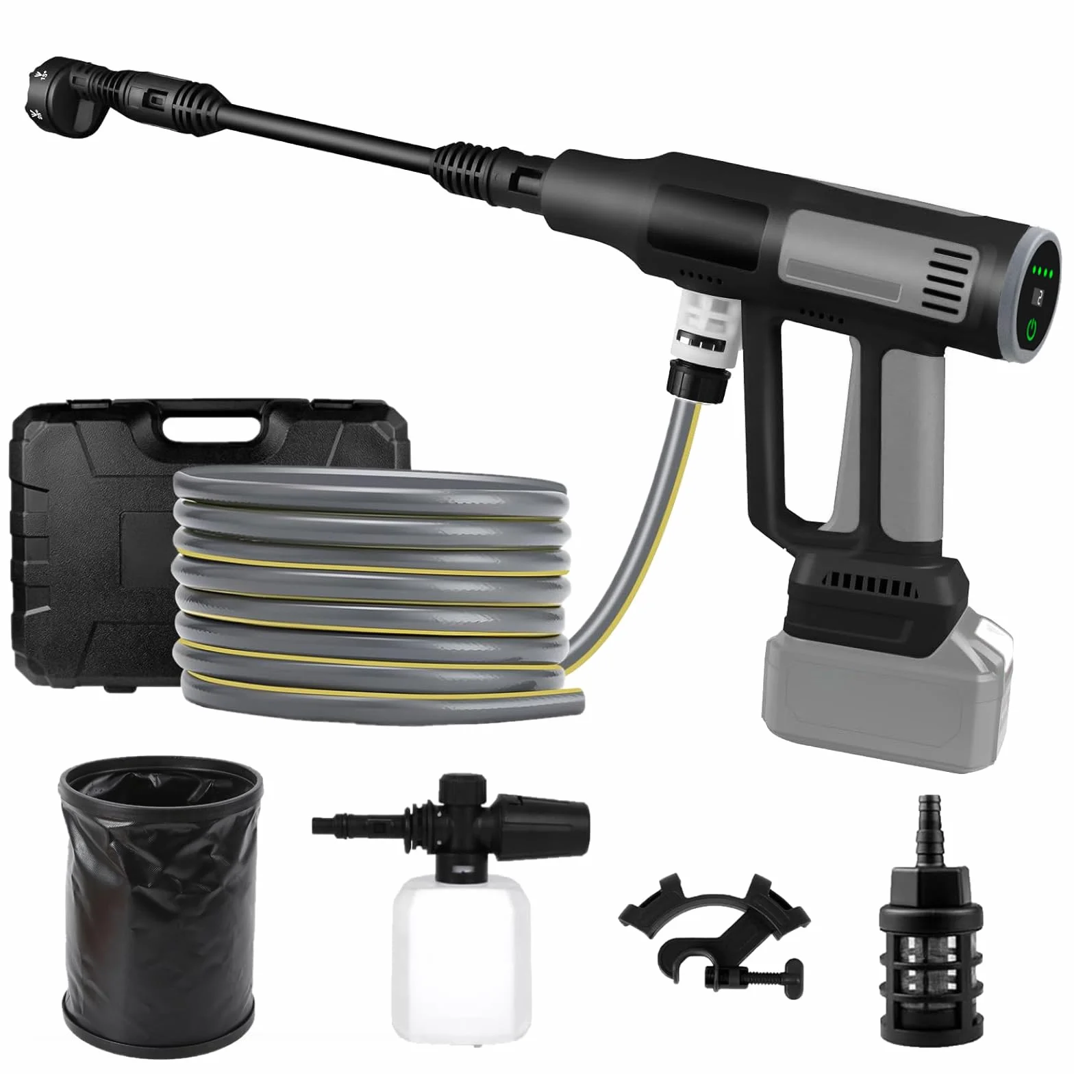 Akumulatorowa myjka wysokociśnieniowa, 610 PSI, 380 W, kompatybilna z akumulatorem Makita 18 V, przenośna myjka wysokociśnieniowa z wielofunkcyjną dyszą natryskową 6 w 1, 4 poziomy czyszczenia, wąż 5