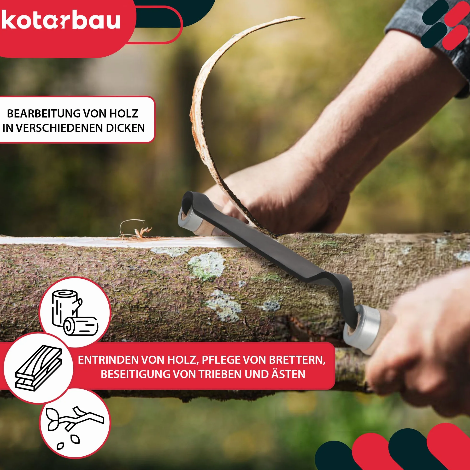 KOTARBAU Ośnik do Korowania 28 cm Korowaczka Strug do Kory Drewna Kuty Prosty