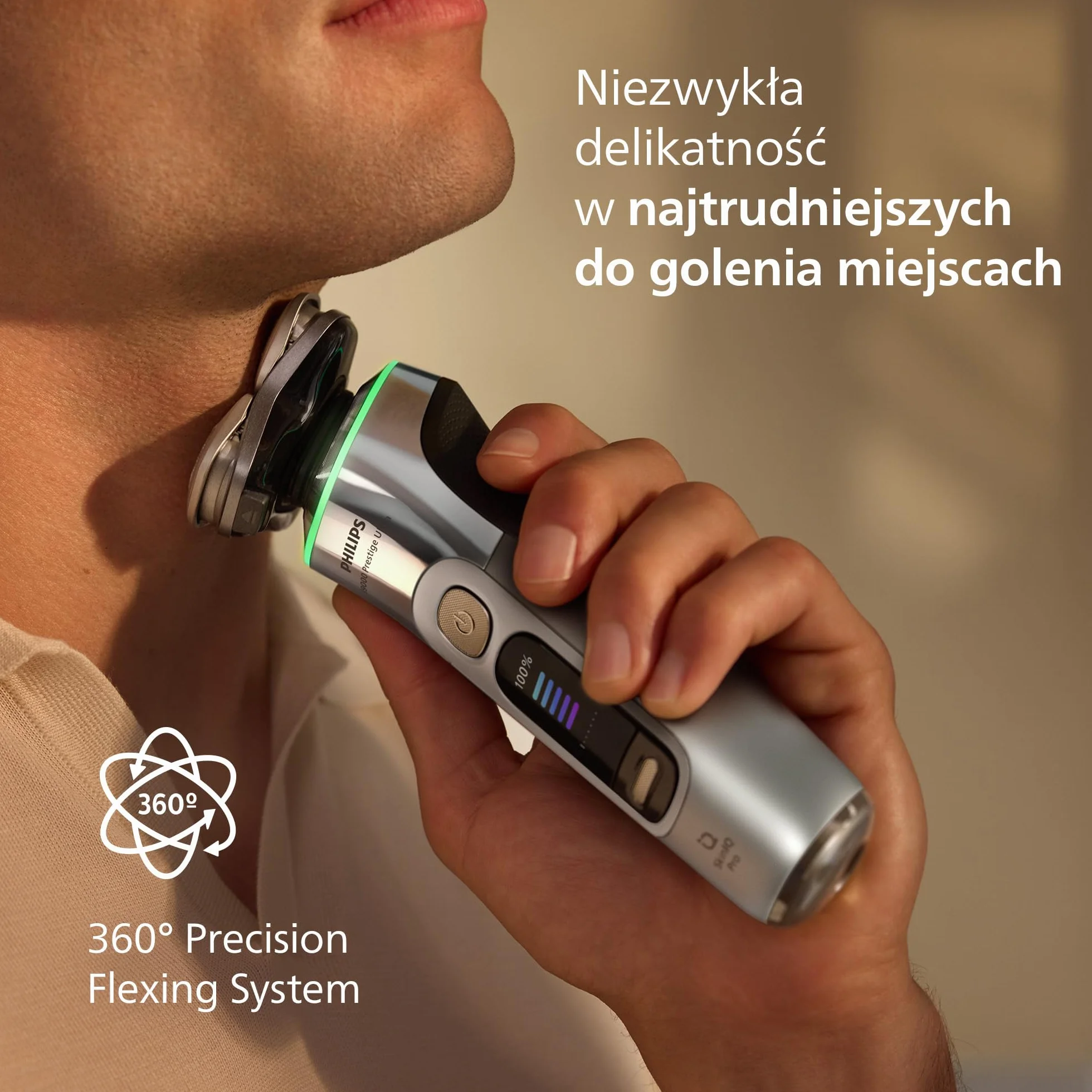 Philips Shaver i9000 Prestige Ultra, golarka elektryczna do golenia na sucho i mokro z technologią Skin IQ Pro, System Triple Lift & Cut, obrotowe 360º ostrza, 5 trybów golenia, Model XP9404/31