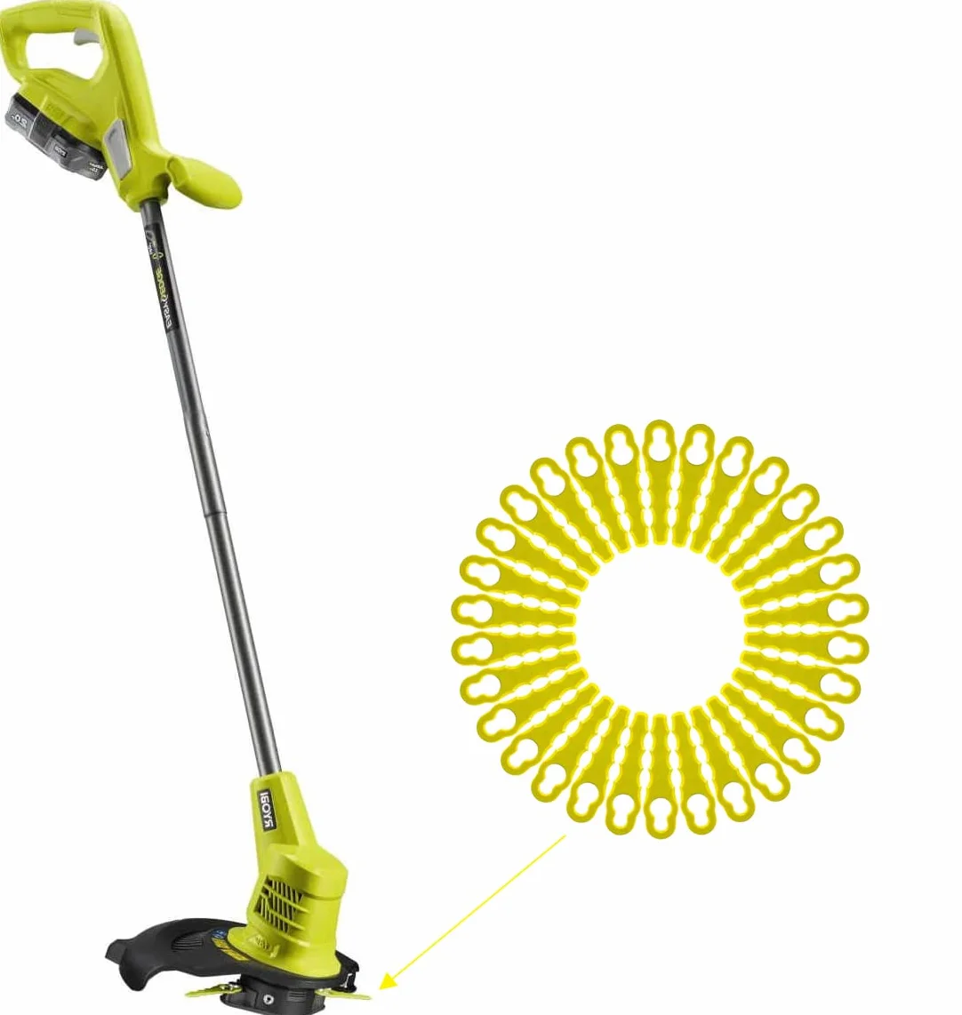 FourShow 50 szt. Ostrza RAC158 kompatybilne z ostrzem Ryobi Heavy Duty RAC155 RAC157, wymienne ostrza do strymerów Ryobi z tworzywa sztucznego