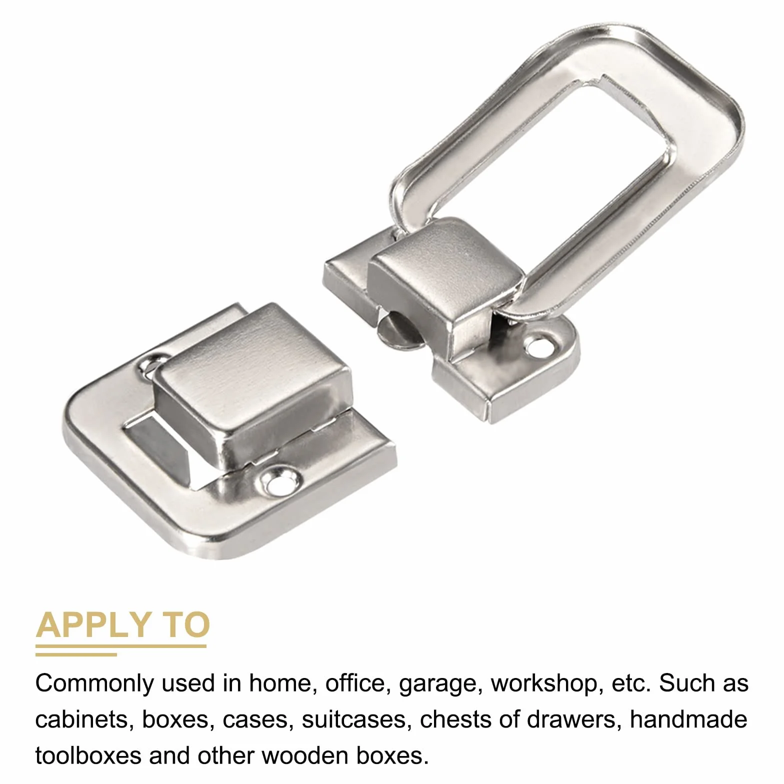 METALLIXITY Zamek przełączający (48 mm x 32 mm) 2 szt. żelazne zamknięcie zatrzaskowe – do szafek, pudełek, walizek podróżnych, kolor srebrny