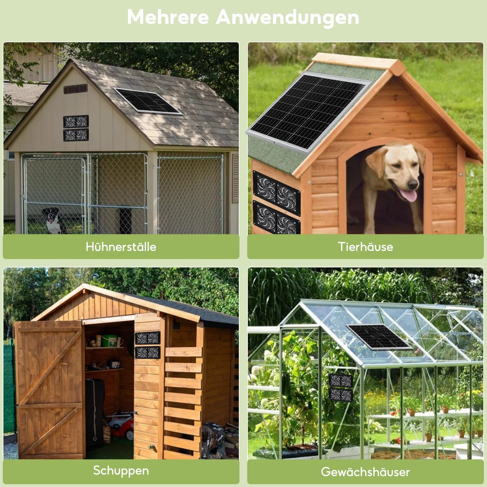 Wentylator solarny IP65 20W z panelem słonecznym 4 wentylatory DC do kurników szklarni