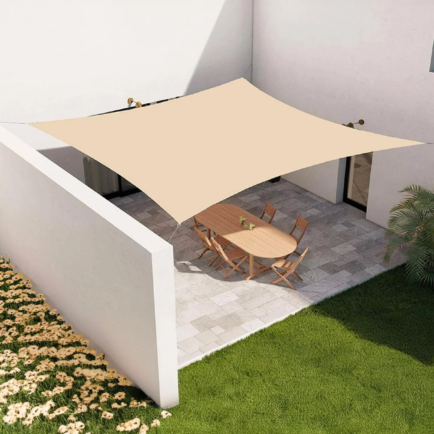 Żagiel przeciwsłoneczny 6 x 6 m, poliester, ochrona UV, wodoodporny, do ogrodu