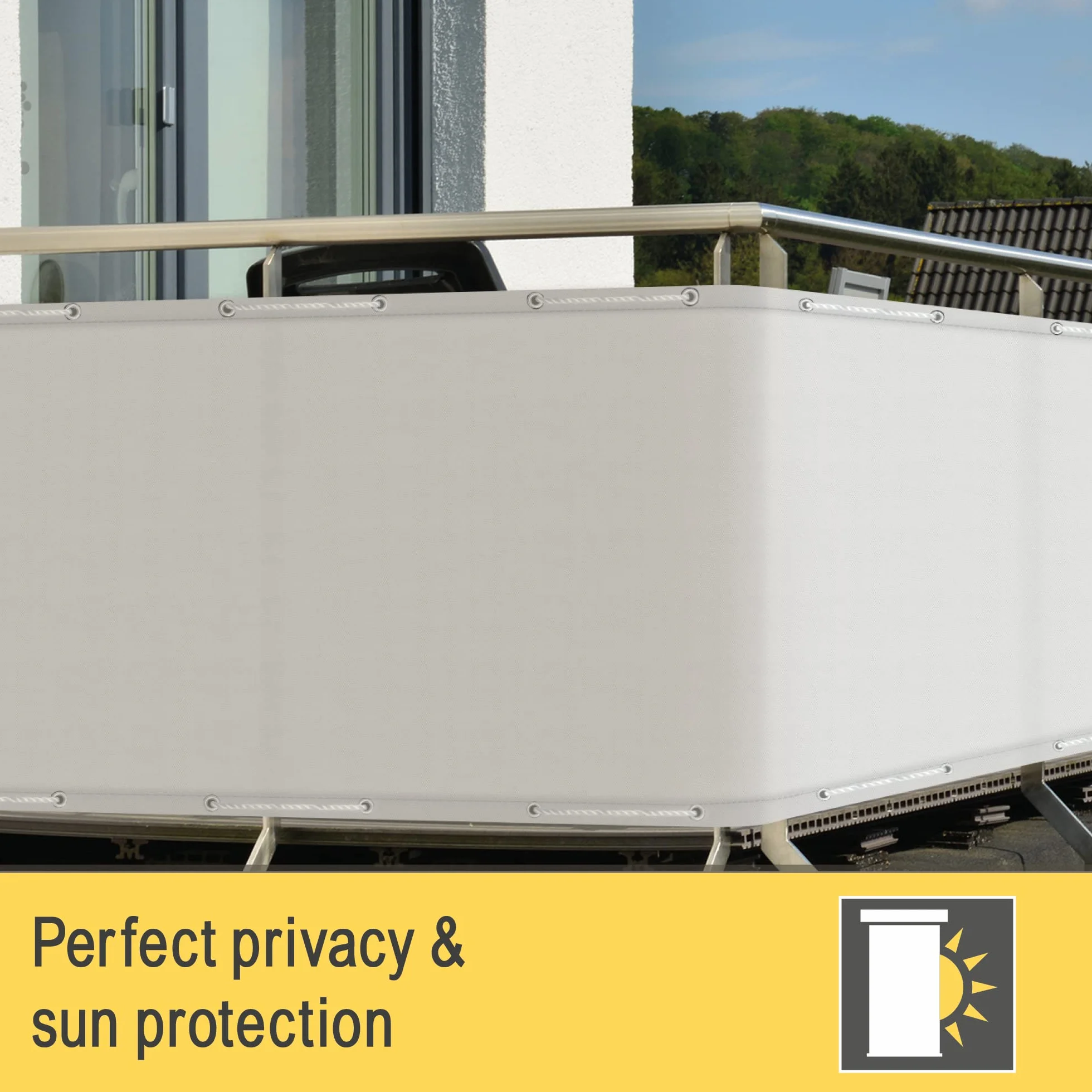 Parawan SolVision PB2 90x300 cm Biała Mata Balkonowa Ochrona przed Słońcem i Wiatrem UV
