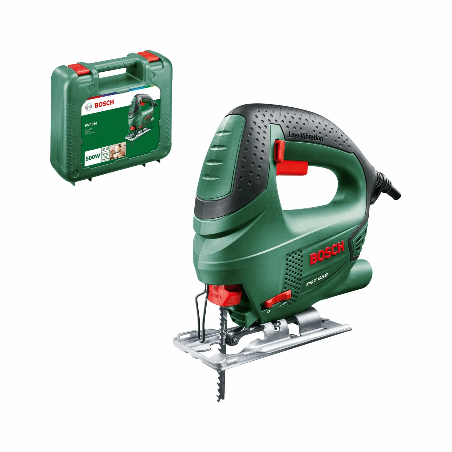 Bosch Home and Garden Wyrzynarka PST 650 (500 W, głębokość cięcia w stali/drewnie 4 mm / 65 mm, walizka)