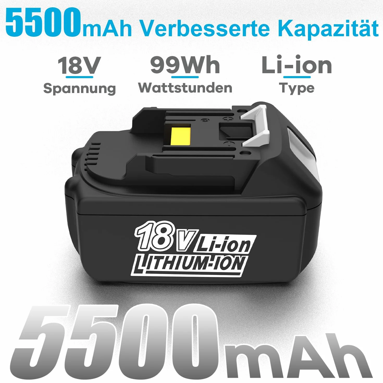 Energup 2 sztuki 18 V 5,5 Ah akumulator zamienny do akumulatora Makita 18 V z ładowarką do akumulatora BL1850B BL1840 BL1830 BL1820 BL1815 i DC18RC DC18RD ładowarka
