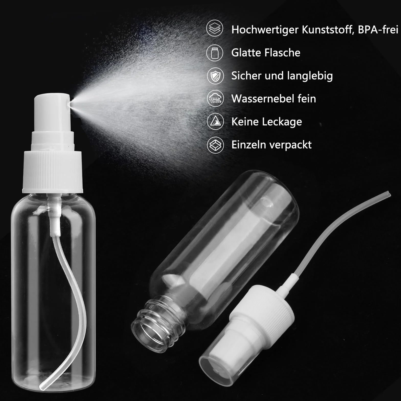 12 sztuk butelek z rozpylaczem, małe, 50 ml, puste butelki z rozpylaczem do perfum, rozpylacz, przezroczyste, tworzywo sztuczne, rozpylacz do płynnych kosmetyków, wody, alkoholu, 12 sztuk