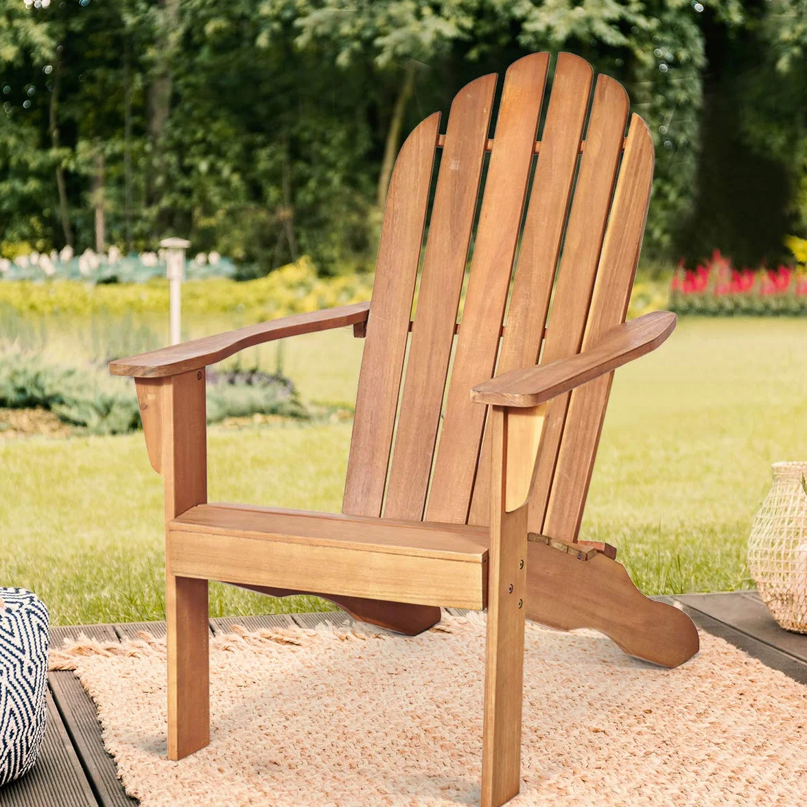 COSTWAY Adirondack krzesło ogrodowe z drewna akacjowego, fotel ogrodowy, nośność 160 kg