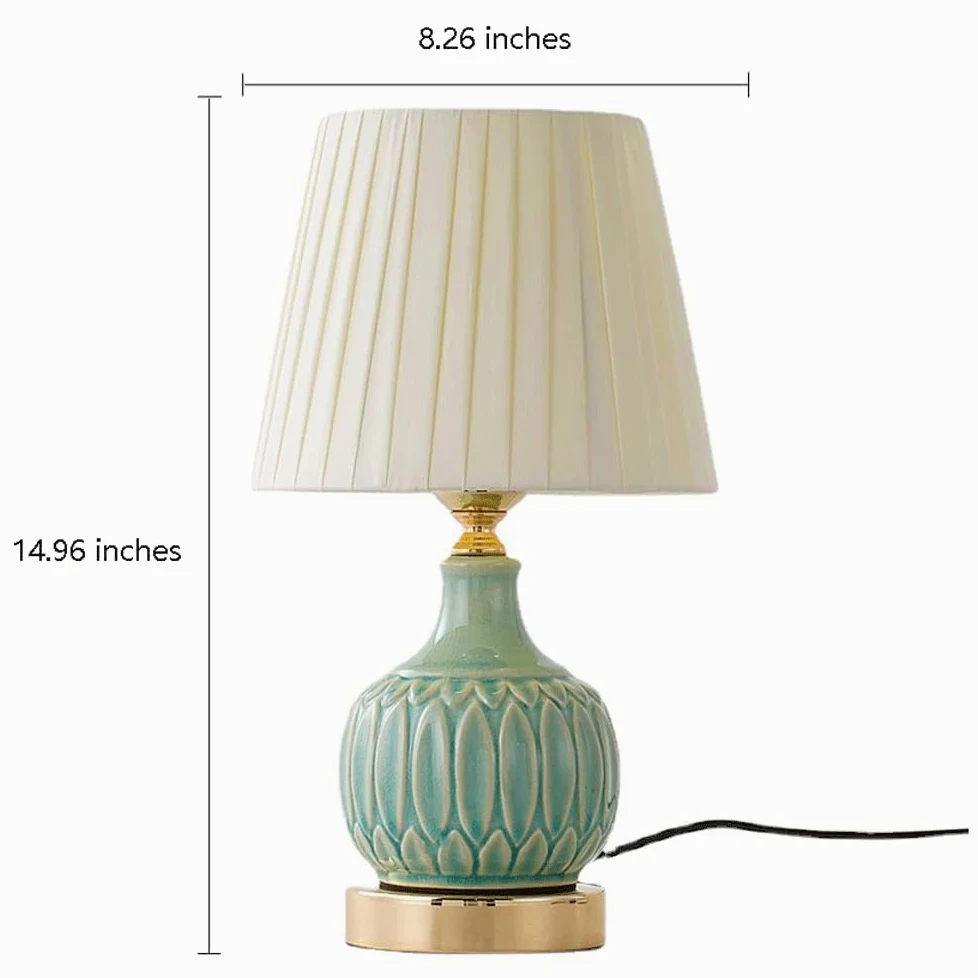 Ceramiczna lampa biurkowa do sypialni gabinet salon prosta retro lampka nocna ciepła luksusowa lampa ściemniana pilot trójkolorowy potężna lampa biurkowa