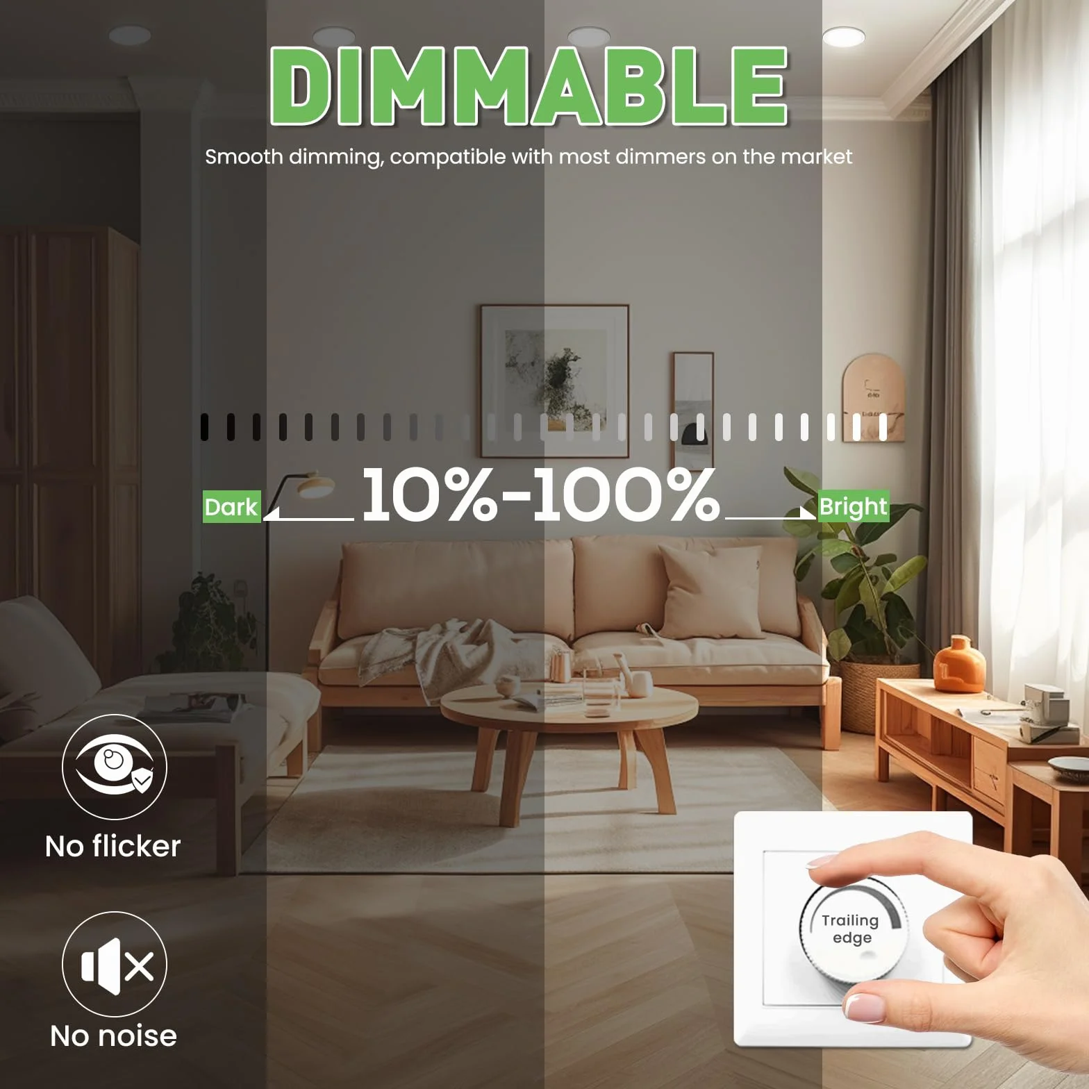 ALUSSO Ściemniany Punkt LED 230V 3WT 4W/6W/8W 3CCT 3000K/4000K/6500K Wodoodporny IP44 Regulowany Wbudowany Reflektor Suﬁtowy do Łazienki, Salonu, Opakowanie 10szt, Okrągły, Biały