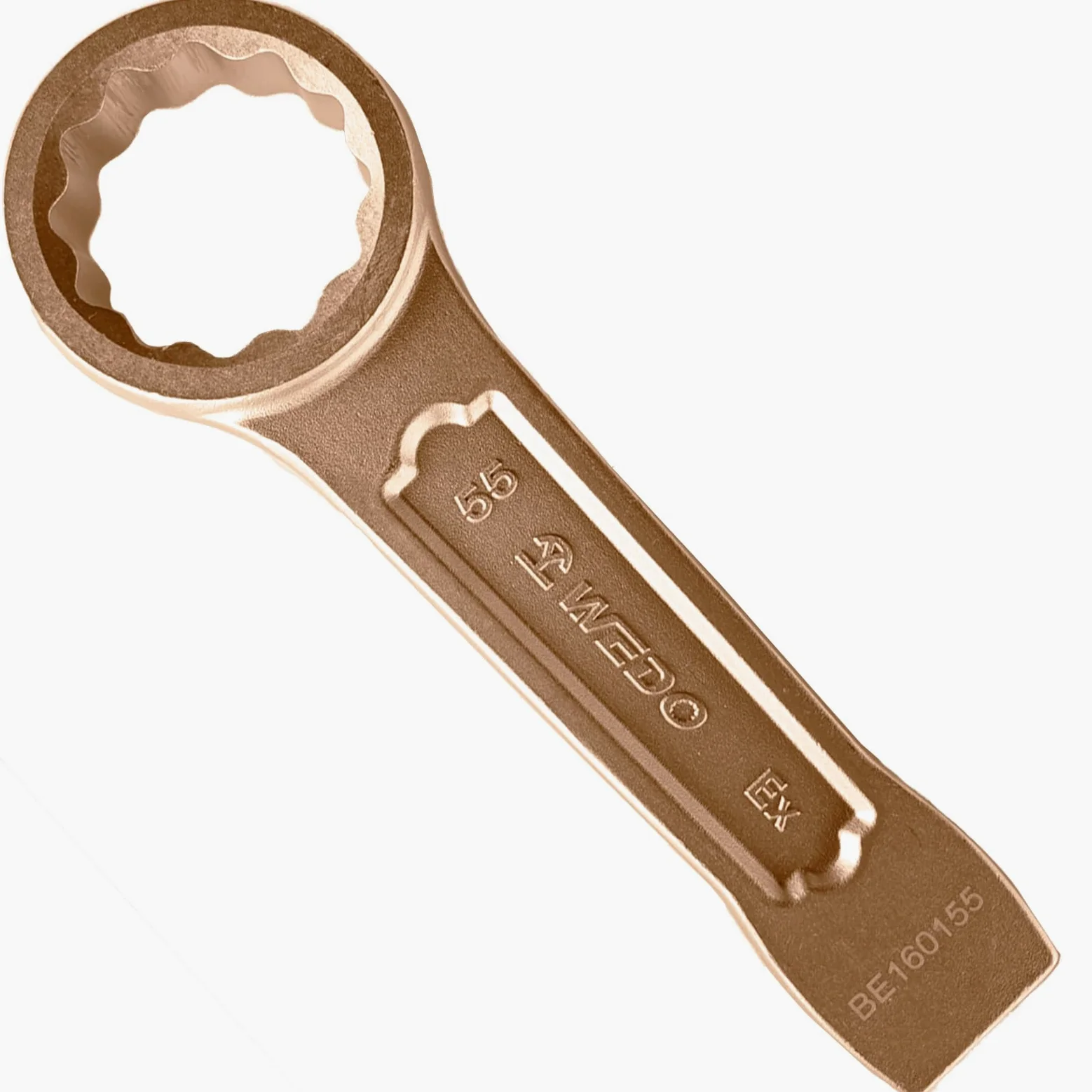 WEDO Nieiskrzący płaski klucz udarowy, 1" (24 mm), klucz płaski, klucz płaski, prosty uchwyt, beziskrowy klucz bezpieczeństwa, miedź berylowa, niemagnetyczny, do warsztatów mechanicznych