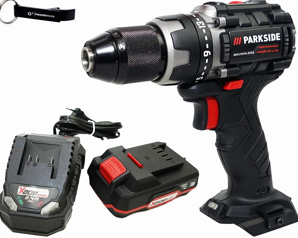 HEADNMORE Bundle – PARKSIDE PERFORMANCE 20 V akumulatorowa wiertarko-wkrętarka PABSP 20 (w zestawie akumulator 2 Ah) + breloczek do kluczy