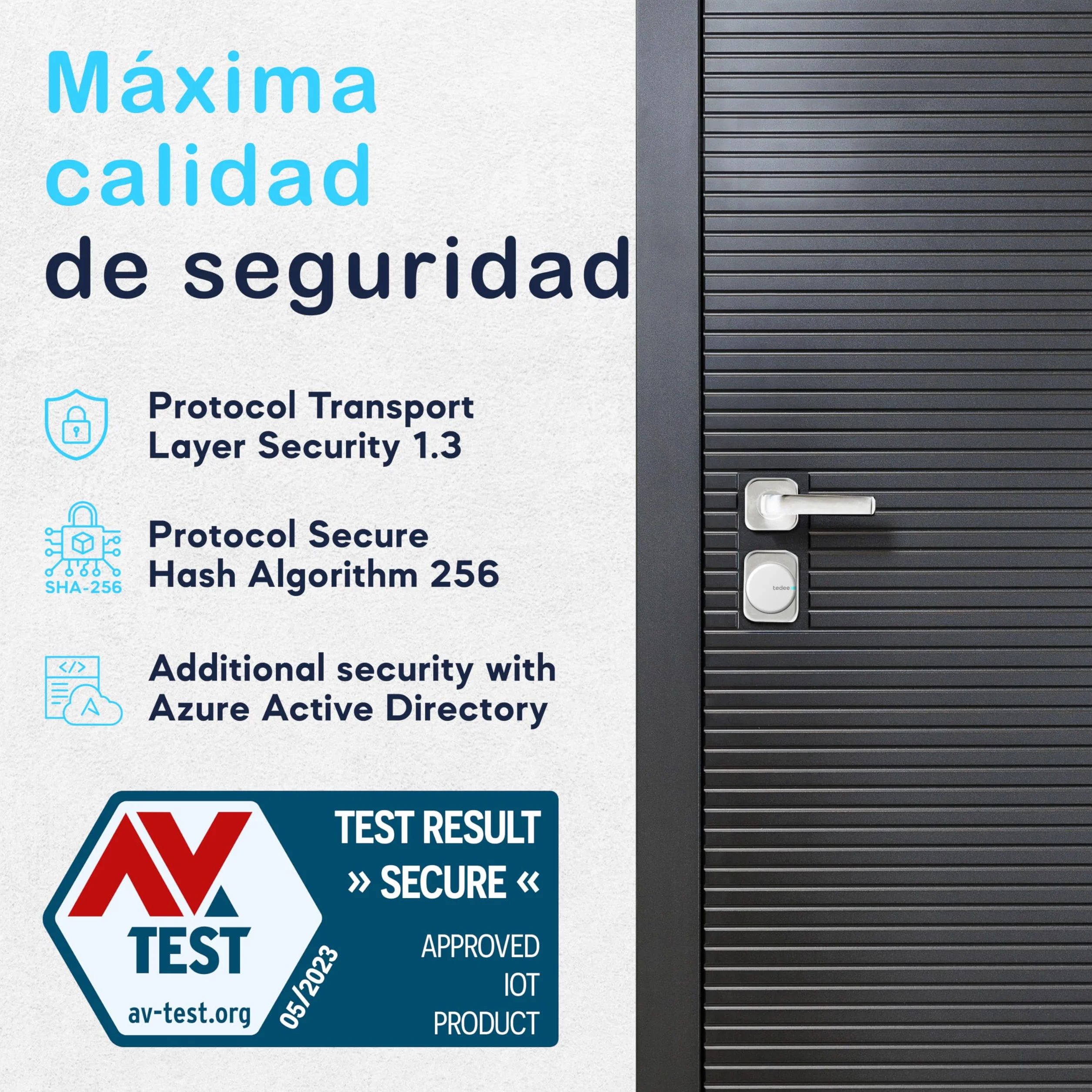 tedee Go Smart Lock, Bluetooth, elektroniczny zamek z automatyczną blokadą i aplikacją, certyfikat AV-Test (+ Bridge WiFi + Modular Cylinder Gerda 30-61 mm/37-68 mm (C) + bar)