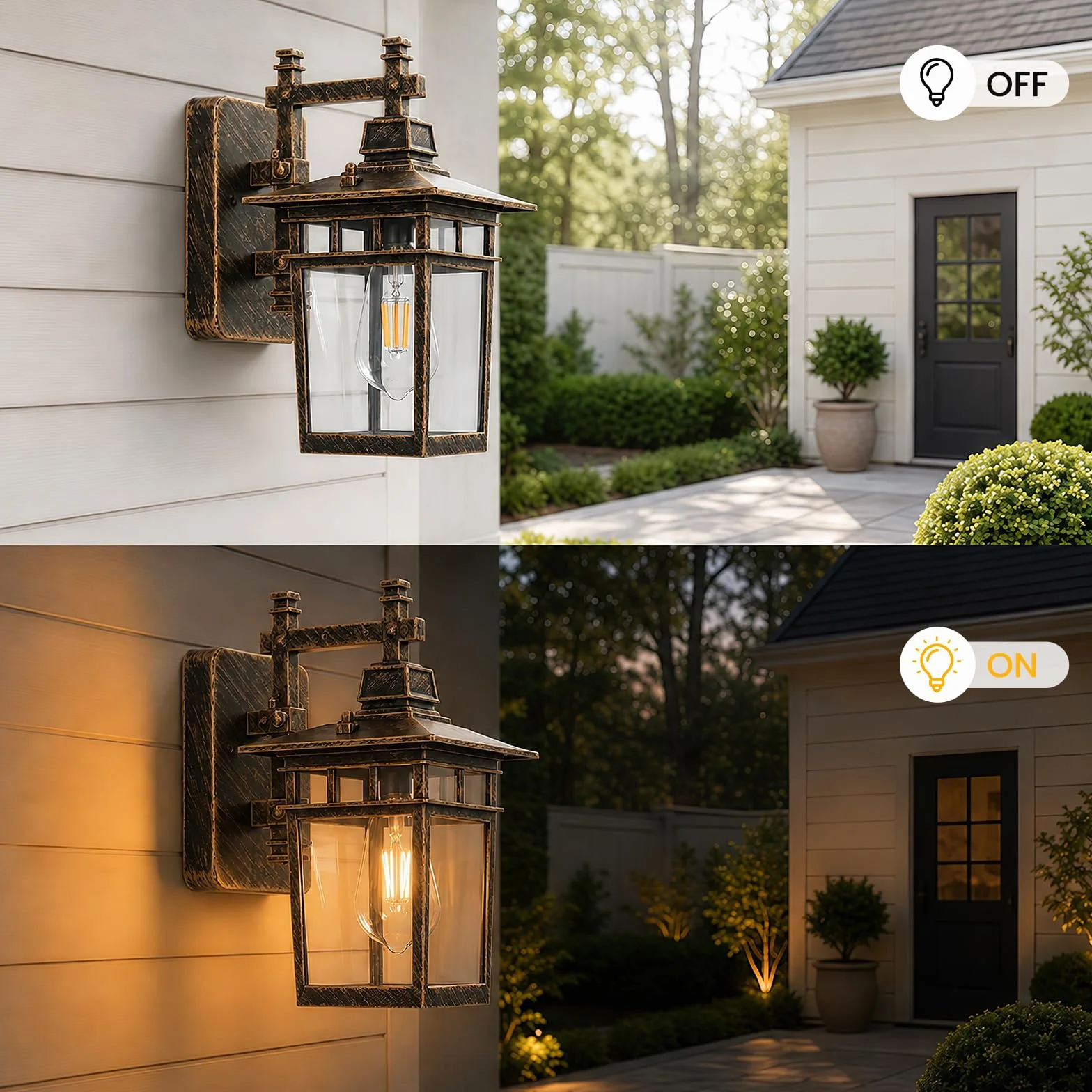 Zewnętrzna latarnia ścienna, wodoodporna IP44, retro E27, zewnętrzna lampa ścienna z przezroczystym szkłem, zewnętrzne lampy farmskie oświetlenie zewnętrzne kinkiety do garażu