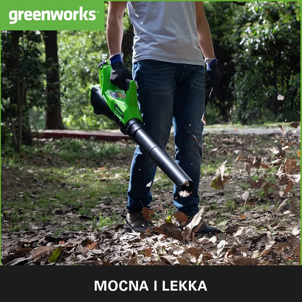 Greenworks G40AB Akumulatorowa dmuchawa do liści osiowa z tempomatem, 177 km na godzinę, 11,05 m³ na min bez baterii 40 V i ładowarki