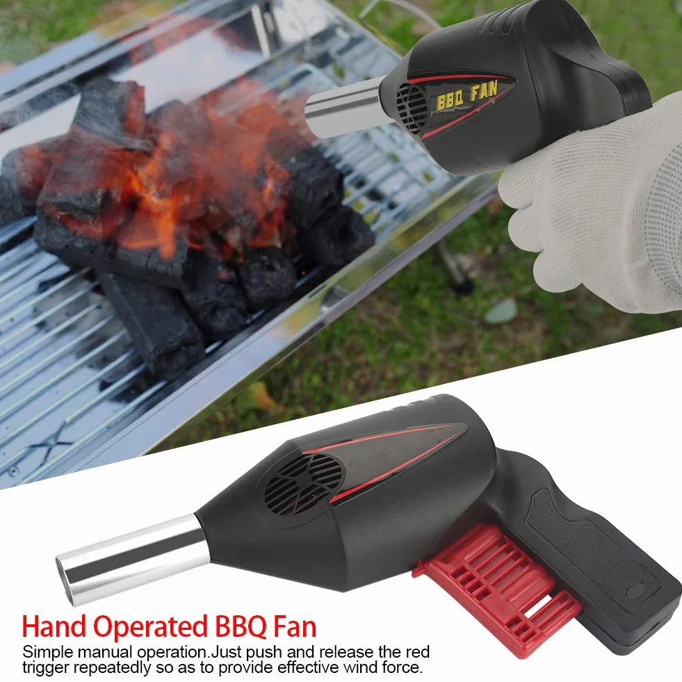 Stainless Steel Manual BBQ Fan for Charcoal Grill & Campfire | Portable Camping Blower, No Battery Needed
