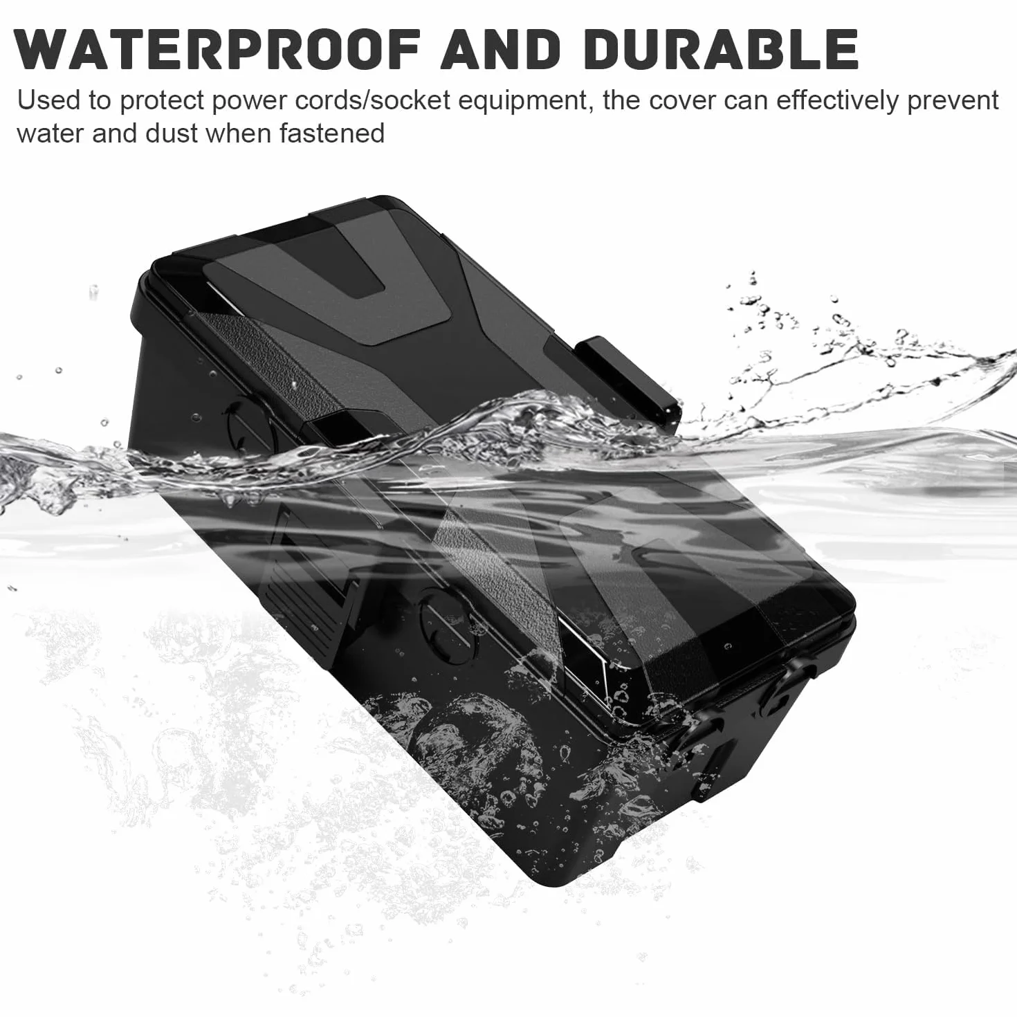 Kabelbox Schwarz Outdoor wodoszczelna, Wodoszczelna skrzynka na wtyczki, Skrzynka elektryczna do użytku zewnętrznego, Osłona na wtyczki – skrzynka na kable elektryczne, Chroni przedłużacze.