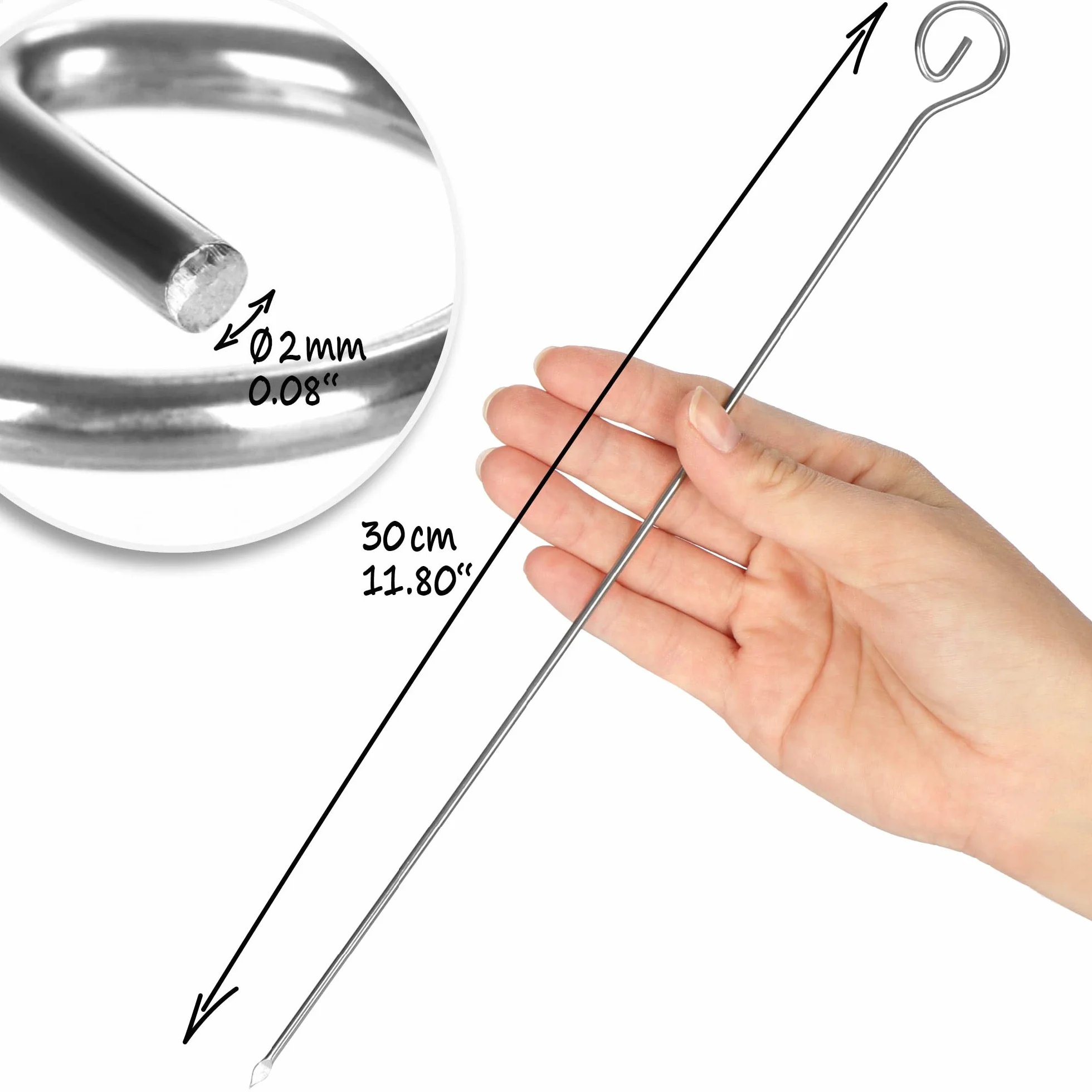 COM-FOUR® 16x szaszlyki ze stali nierdzewnej - szaszlyki miesne o dlugosci 30 cm - szaszlyki warzywne premium w zestawie (30cm - 16 sztuk)