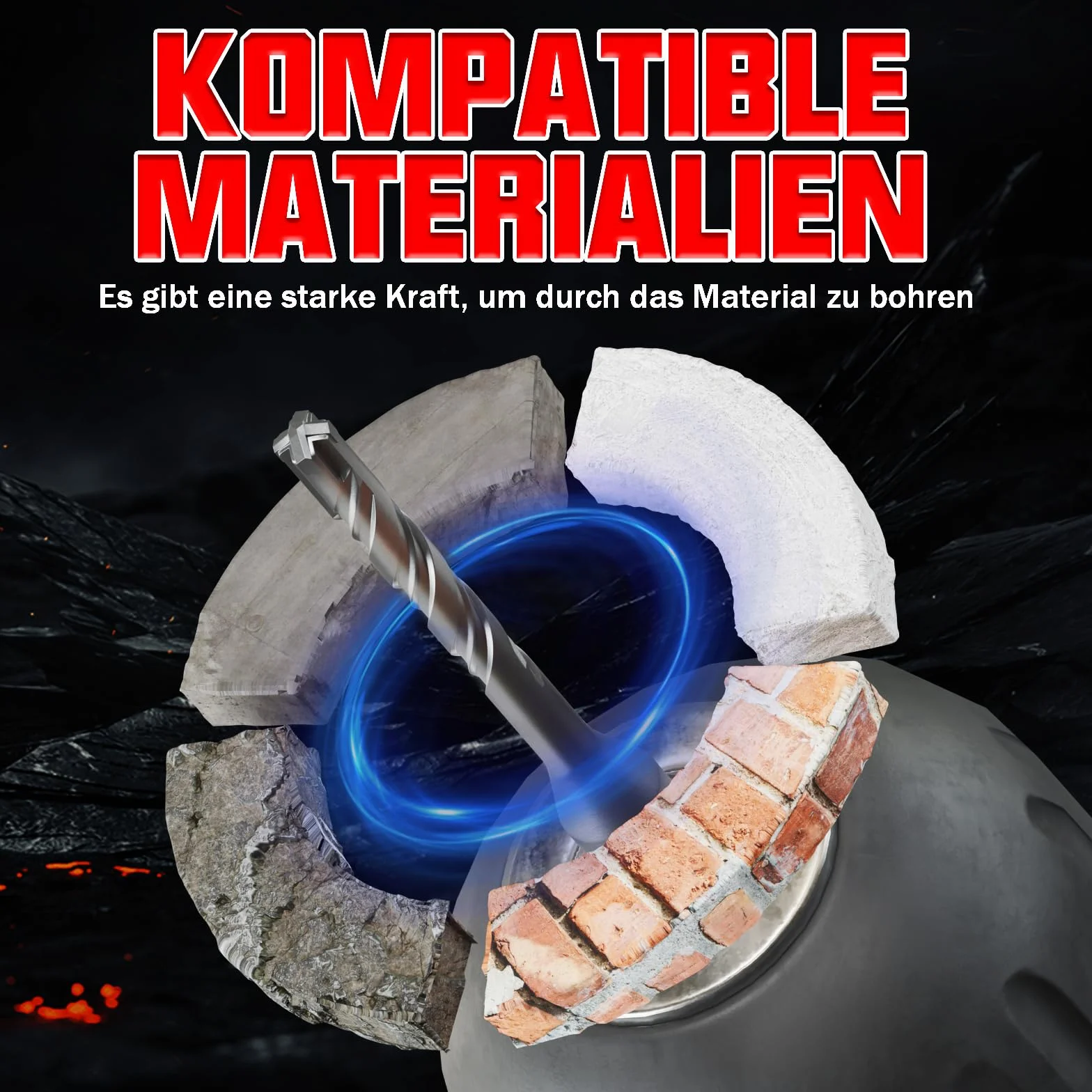 CSOOM SDS Plus wiertło 6 x 110 2 szt., profesjonalne wiertło do betonu, idealne do wiercenia w kamieniu, betonie, kamieniu naturalnym, murze ceglanej