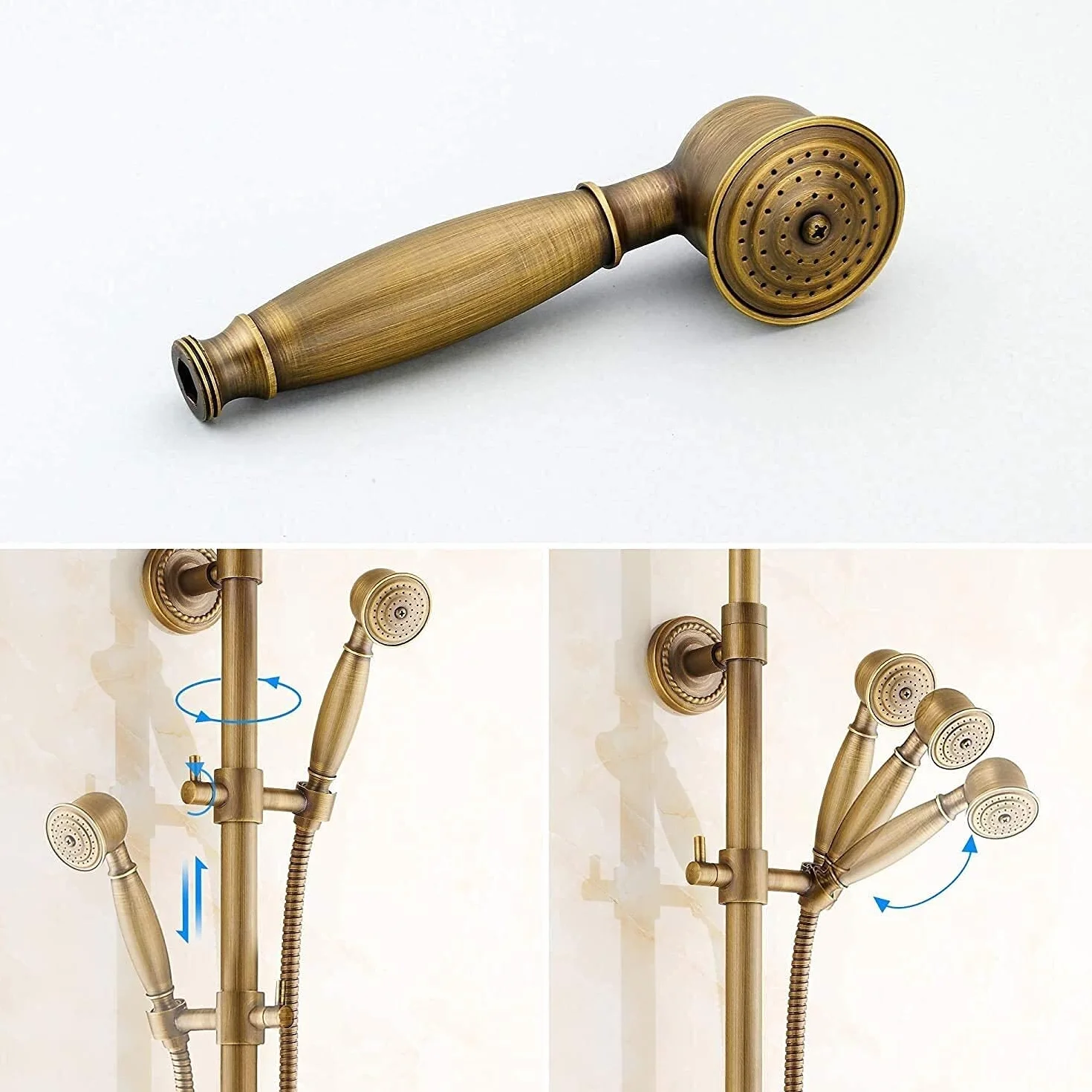 Baterie, zestaw baterii prysznicowych do łazienki, bateria prysznicowa w stylu vintage, kolumna prysznicowa w stylu vintage z wysuwanym wspornikiem, system prysznicowy zawiera deszczownicę, baterię p